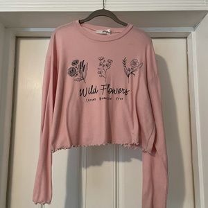 Pink Wildflowers Cropped Shirt